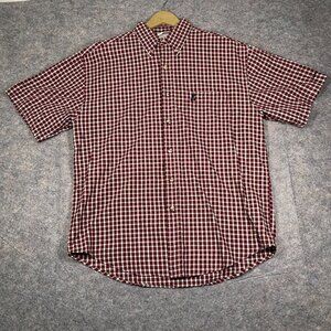 Walt Disney‎ World Mickey Mouse Mens Checkered Short Sleeve Shirt Size M Cotton